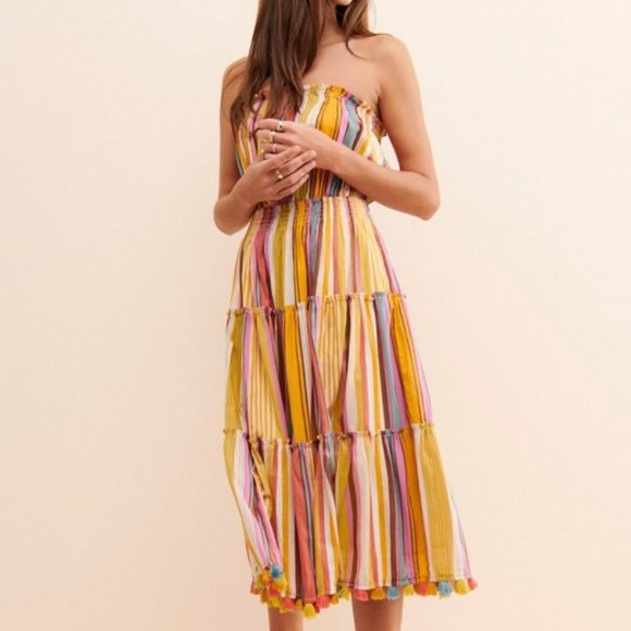 ✨ NWOT Anthropologie Feliza Tiered Midi Dress Sz M - Picture 3 of 5